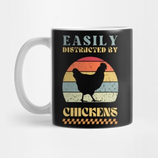 Easily Distracted by Chickens - Retro Humor Mug